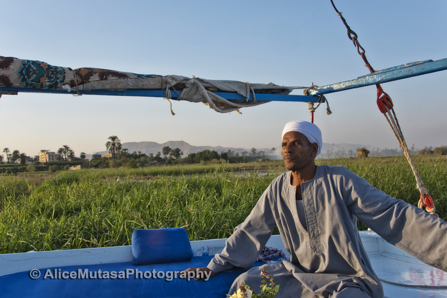 Sayed on his felucca 'Isis'; Luxor