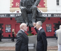 Philip Jackson & Murray Melvin with the sculture