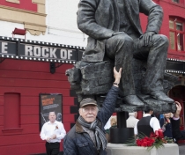 Brian Murphy with the sculpture