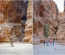 Sweeping the sand in Petra (left); could this be the most pointless job in the world?..!