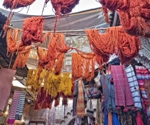 Dyed wool drying in Marrakech souk