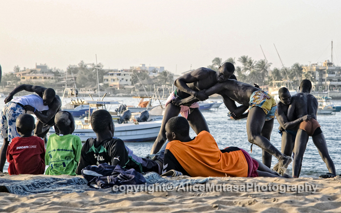 'La Lutte' - traditional wrestling on Plage N'Gor, Dakar