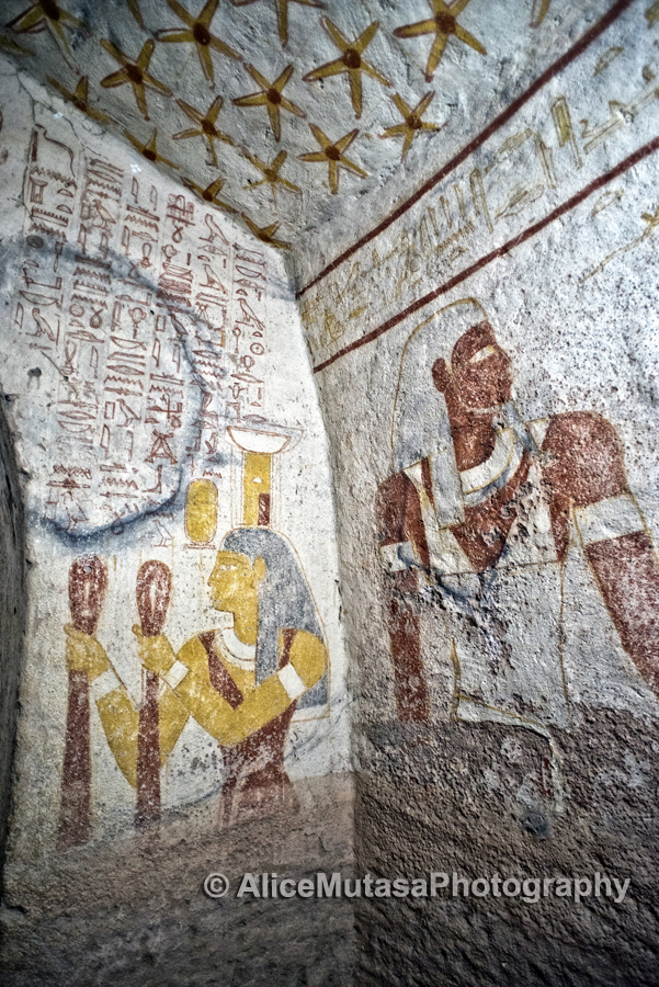 Inside King Tanwetami's burial chamber, El Kurru, near Karima