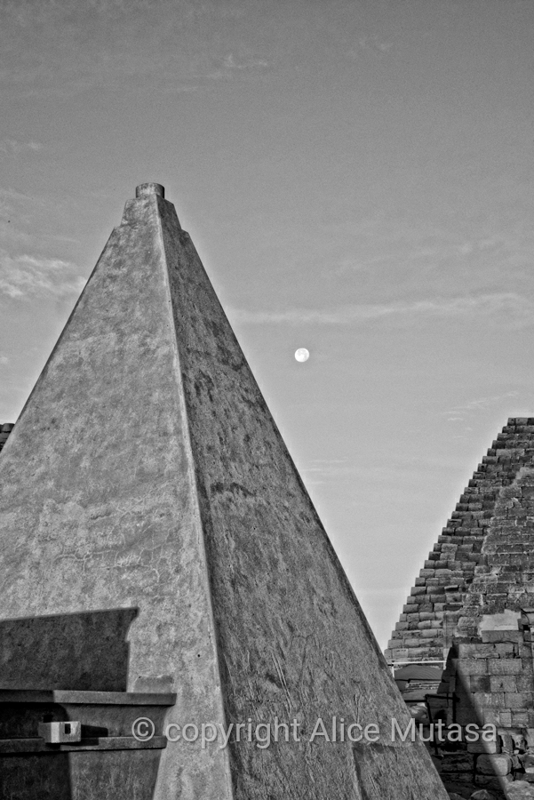 Restored pyramids and post-full moon at Meroë