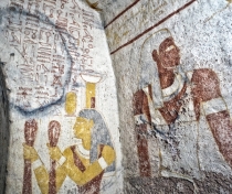 Inside King Tanwetami's burial chamber, El Kurru, near Karima
