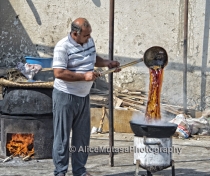 Making 'plov' in our local square, Bukhara