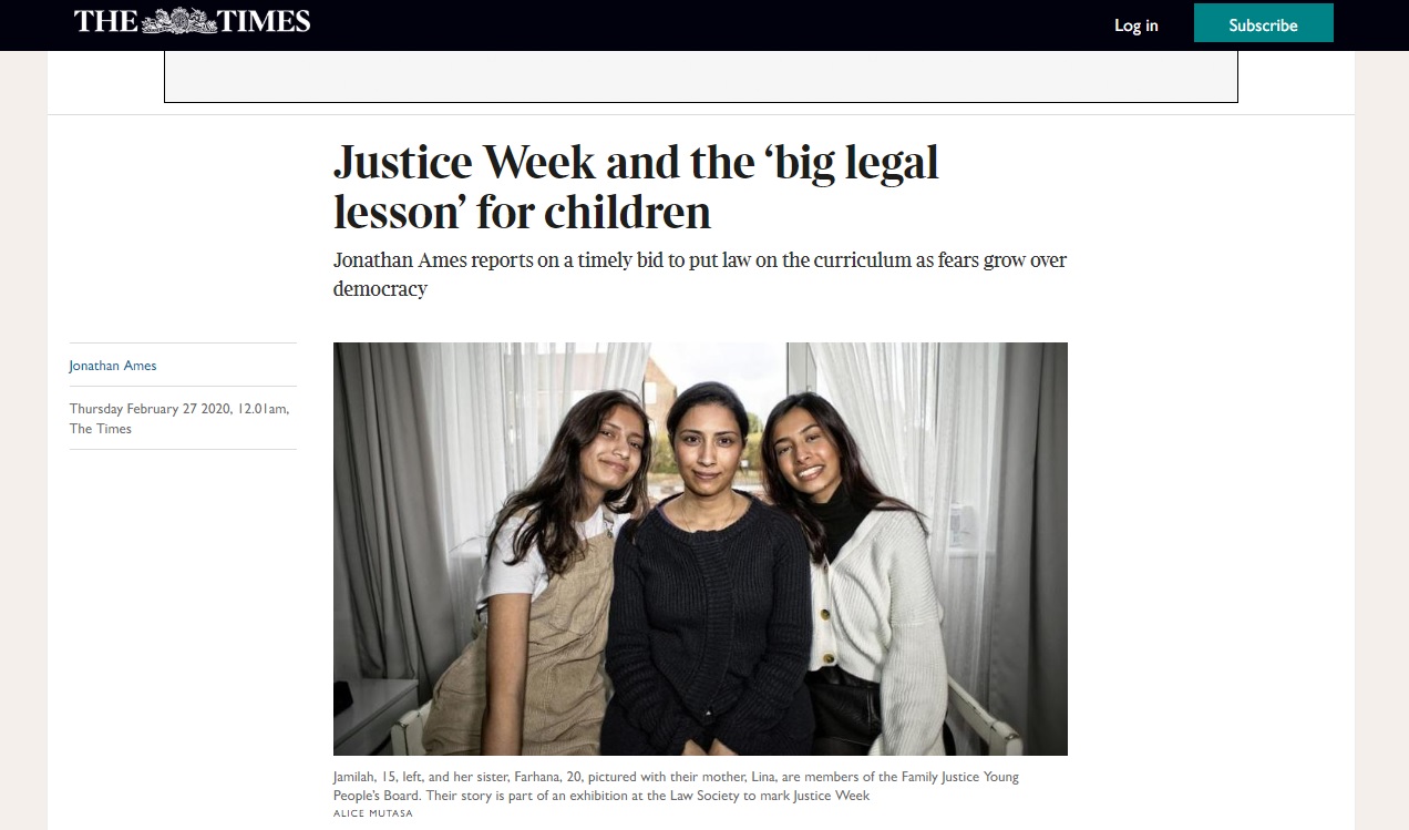 Media coverage of my Justice Week exhibition